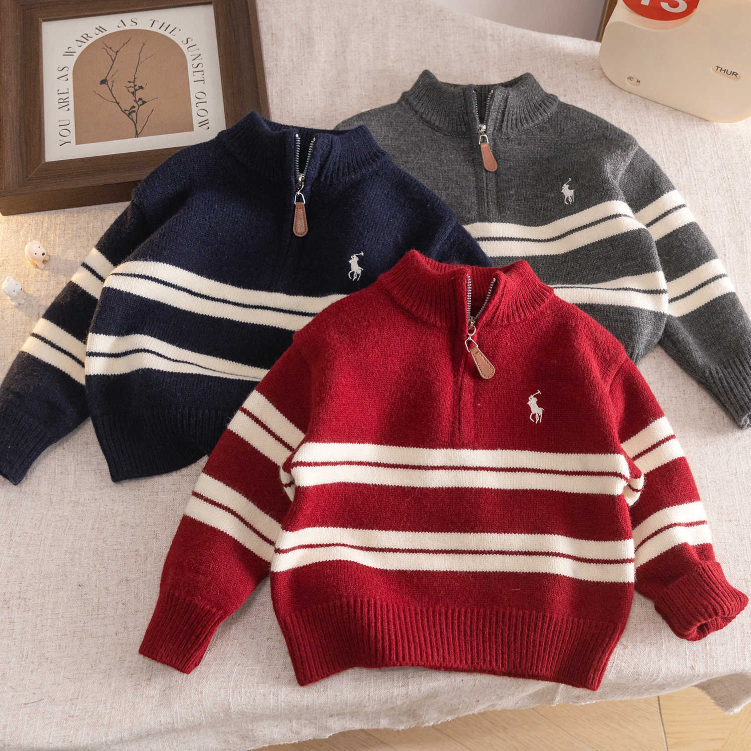 Knitted children's demi-season base body-friendly sweater for boys…