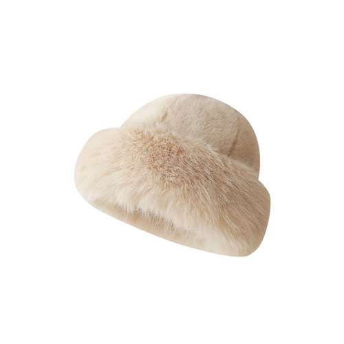 Winter Plush Fox Style Fisherman Hat Insulated Thickenable Hat Leather-like Mongolian Warm Ear Bowl Hat