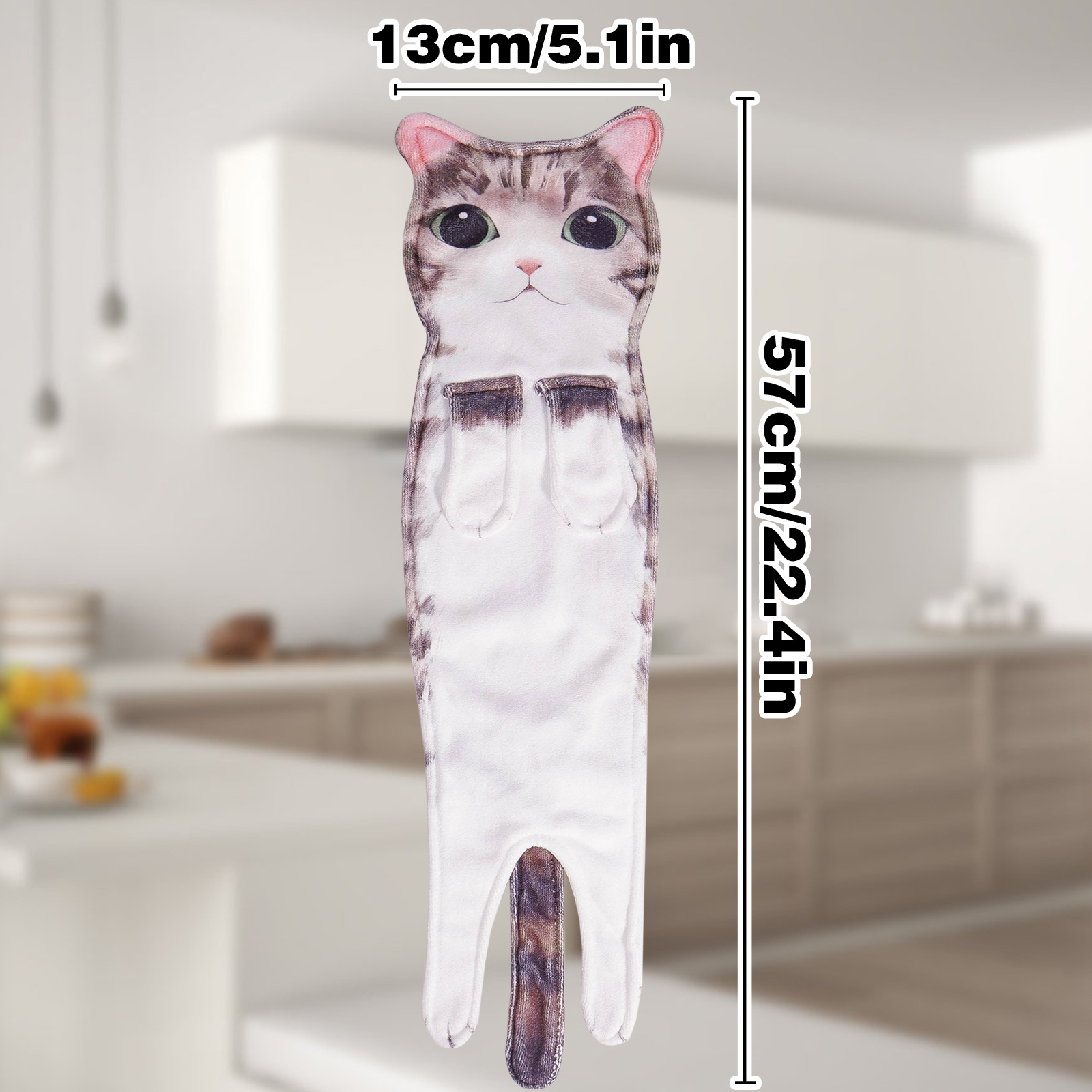 Toalla de mano colgante de gato realista transfronteriza, toalla de gato de simulación creativa de dibujos animados lindo, toalla de lavado facial absorbente