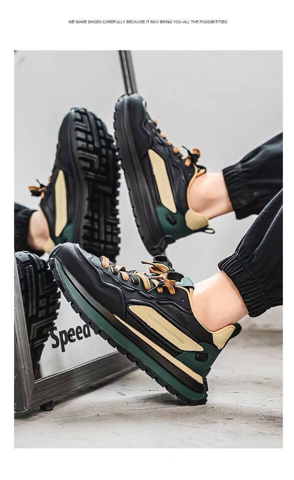 Giày thể thao nam đế dày tăng chiều cao, sneaker phối màu trơn, gót thấp 1–3 cm — C965 Kaki, C965 màu đen, C965 trắng chi tiết 19