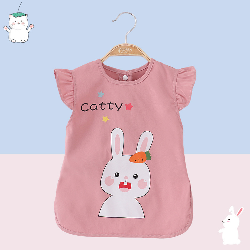 メーカー在庫あり夏薄型通気性ノースリーブエプロン子供用ベビーよだれかけスモック逆着用スモック|undefined