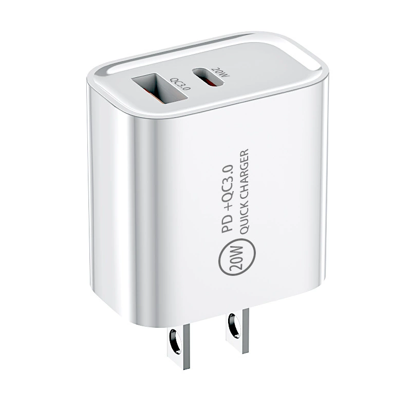 Сертификаты PSE/ETL/SAA A+C dual -port PD20W зарядная головка USB-C, адаптер QC3.0