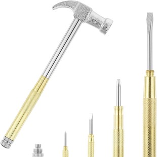 Mini Hammer 6 in 1 Small Hammer Brass Hammer Screwdriver Multifunctional Tool Camping Hammer suit Screwdriver Hammer