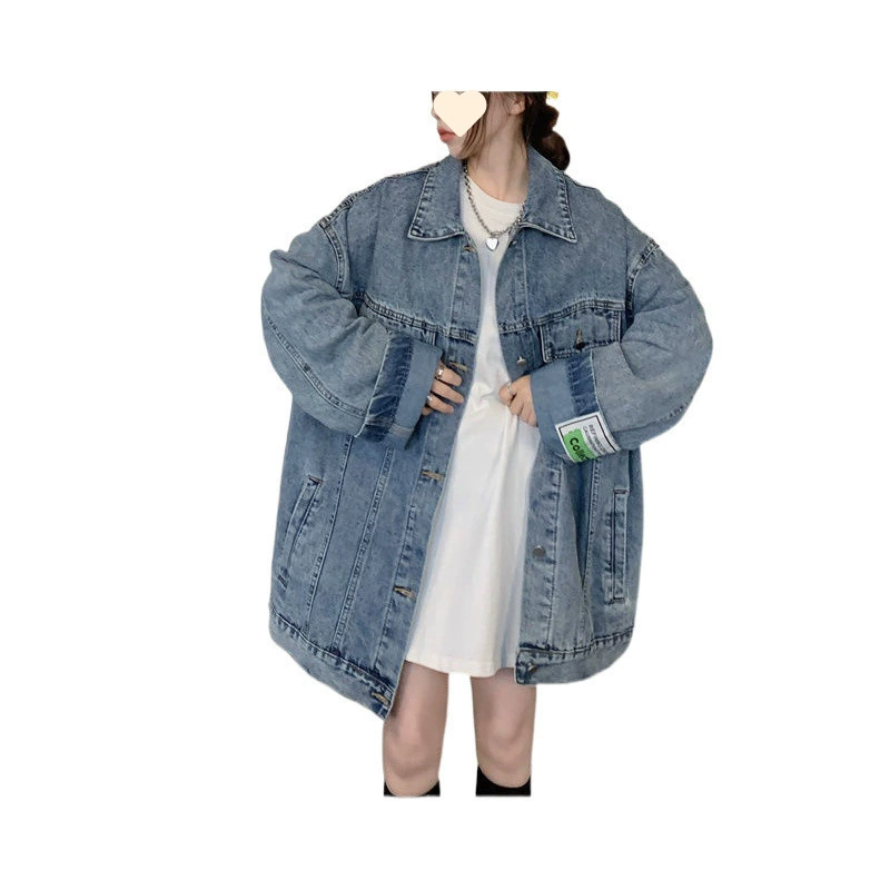 Джинсовая куртка осенняя ретро, oversize, для подростков