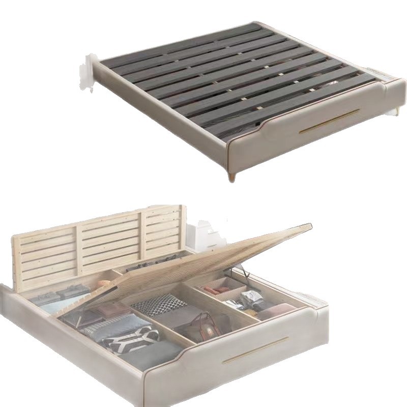 Cama de cuero de lujo ligero italiano de alta gama 1.5m cama principal doble 1.8x2 m cama doble de lujo cama de boda de alta gama