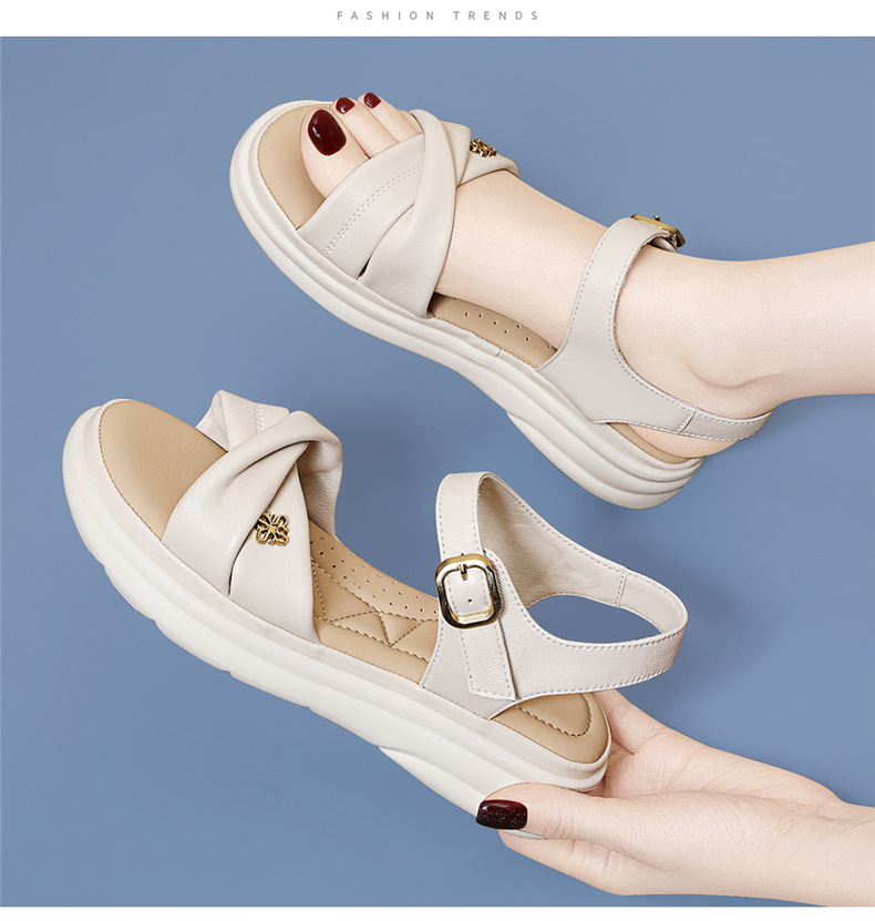 Sandal nữ đế dày mềm chống trượt phong cách thường ngày mùa hè — 7170 màu be, 7170 màu mơ chi tiết 11