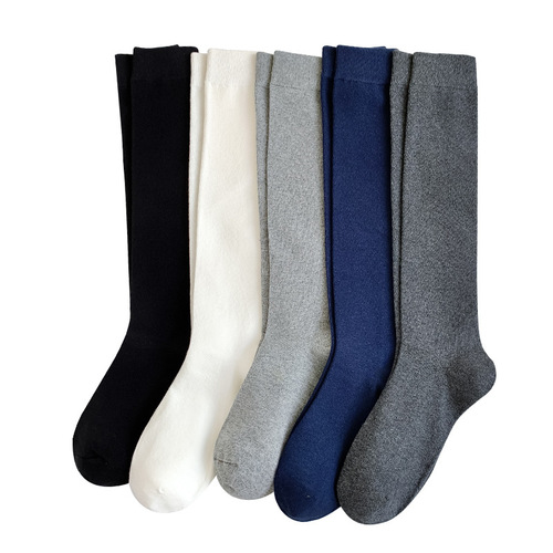 Socks women's calf socks spring and summer leg shaping socks mid-length campus style solid color jk Japanese style pile socks high tube knee socks