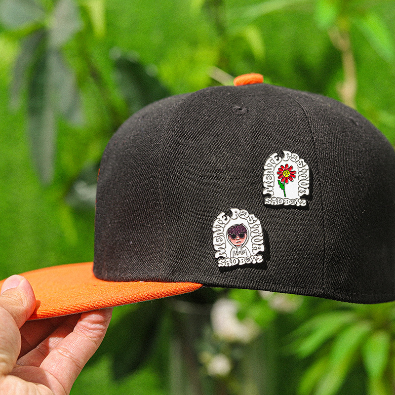 AliExpress Creative Simple Cartoon Sweatshirt Boy's Style Hat Chain Personalized Golf Hat Sunflower Accessories Hat Badge