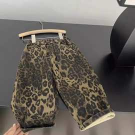 儿童秋季长裤男童复古豹纹裤韩版小童宝宝冬装加绒裤子男孩休闲裤