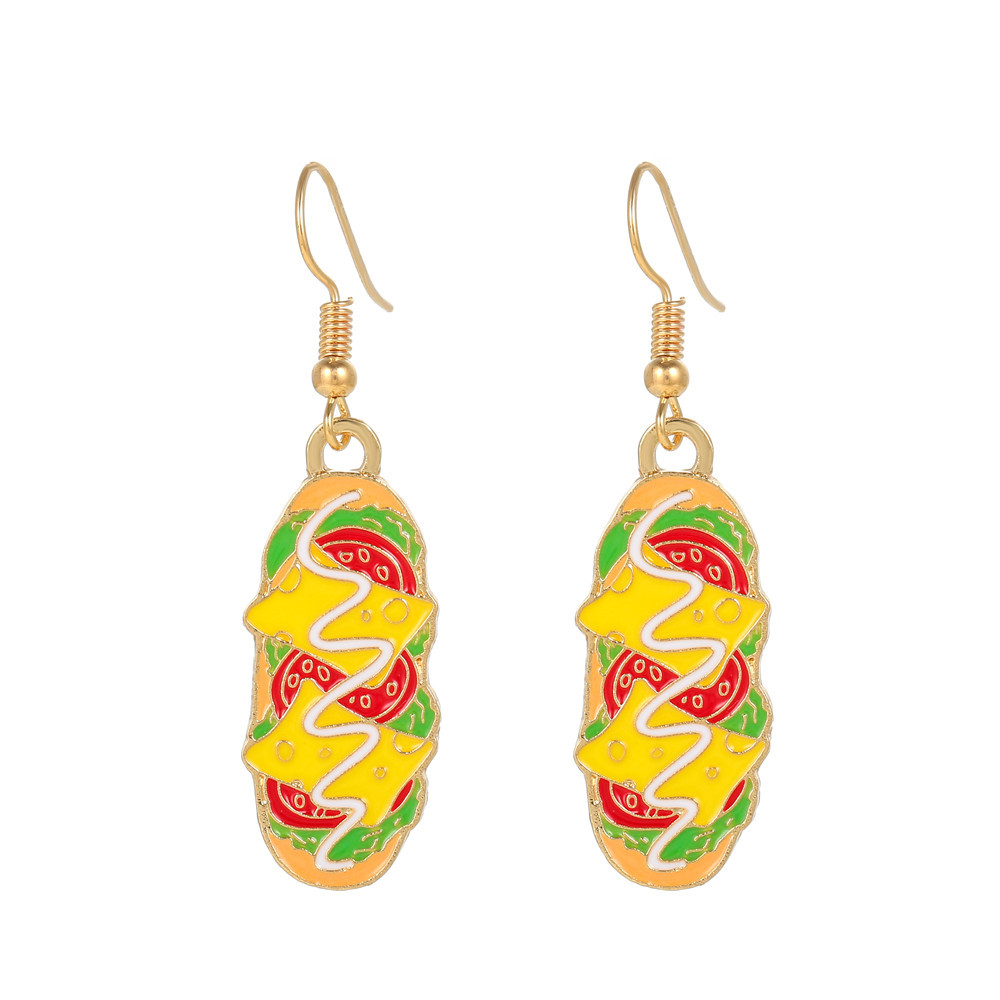 Cartoon Oil Dripping Animal Fruit Earrings Creative Geometric Wine Bottle Rainbow Earrings display picture 8