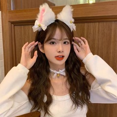 Cute bell cat-ear hairband with bowknot headband for cosplay, internet celebrity style, sweet hair accessories