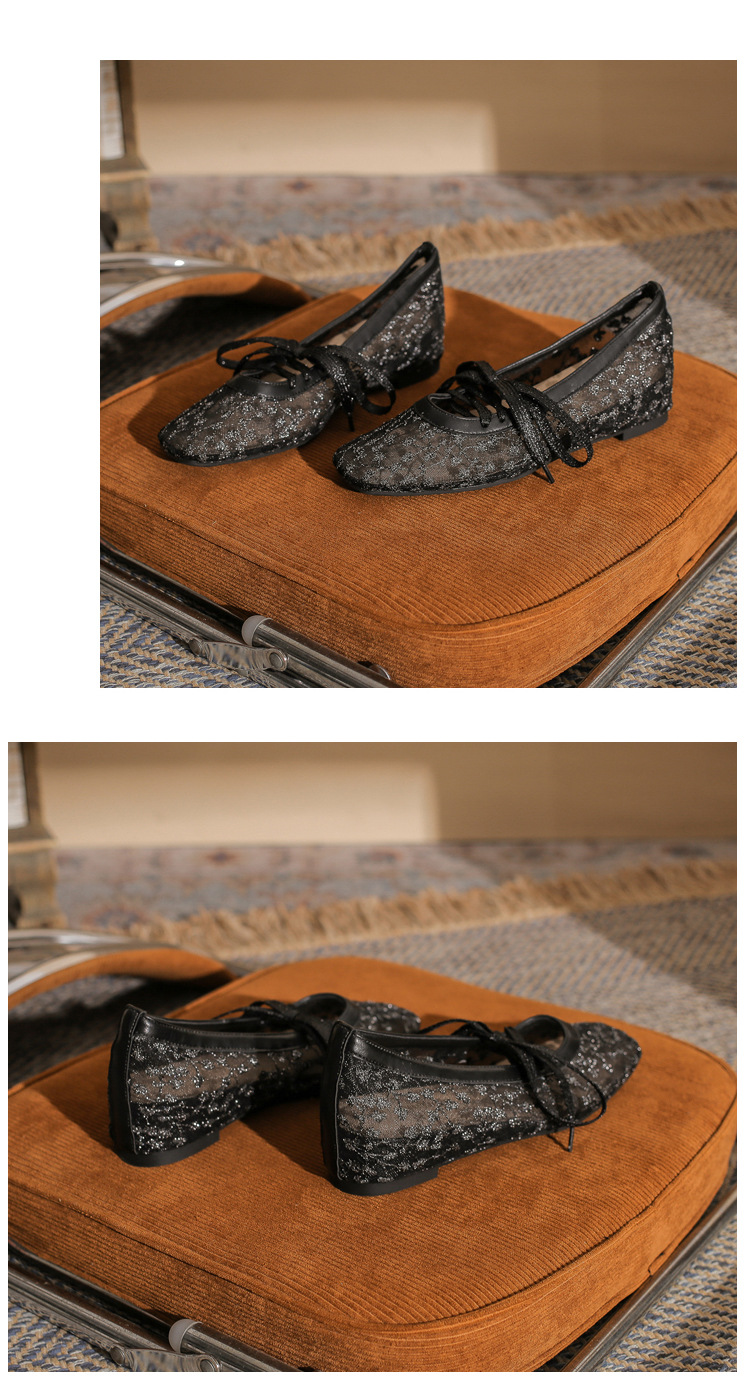Sandal cao gót nữ ren lưới hở mũi phong cách Pháp — Champagne màu chi tiết 26