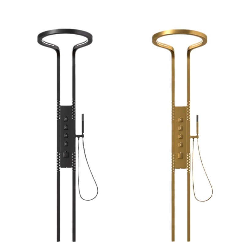 Fuente de fábrica de gran anillo cielo cúpula ducha cascada de alta gama negro de lujo conjunto de pulverización multifuncional