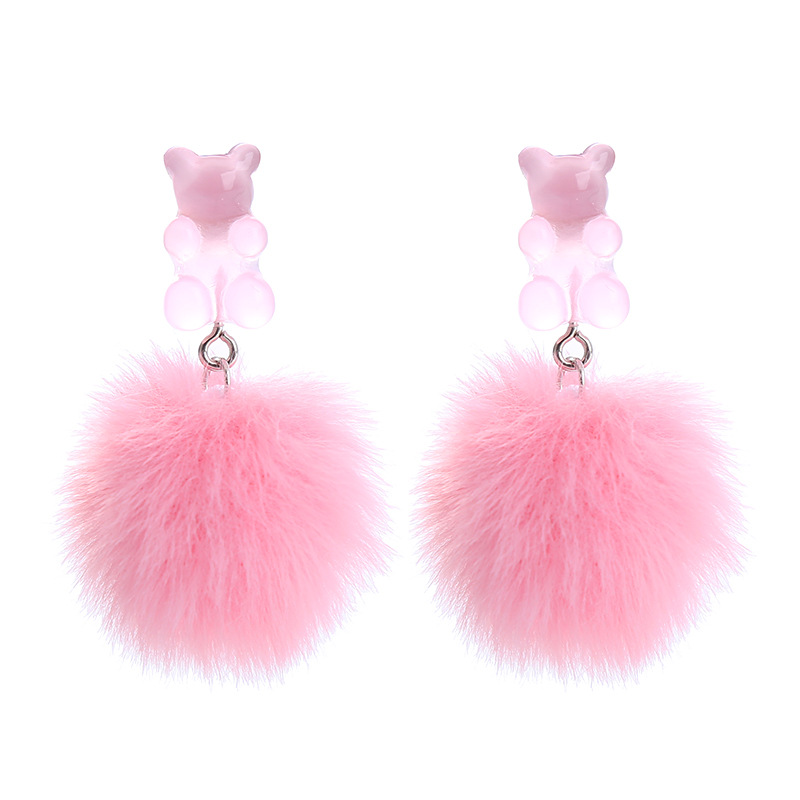 18g Weight Earrings Classification 1 Pair Quantity Daily Occasion Resin Material Bear Pattern Women'S Gender Epoxy Design Fashion Style Fashion Bear Resin Epoxy Women's Earrings 1 Pair 6
