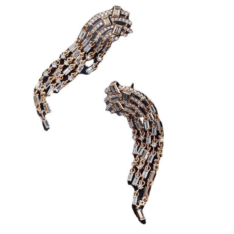 Joyería de Xuping exquisito Diamante de cinco capas pendientes de borla de alto grado de luz pendientes de lujo nicho cuadrado Super Flash pendientes