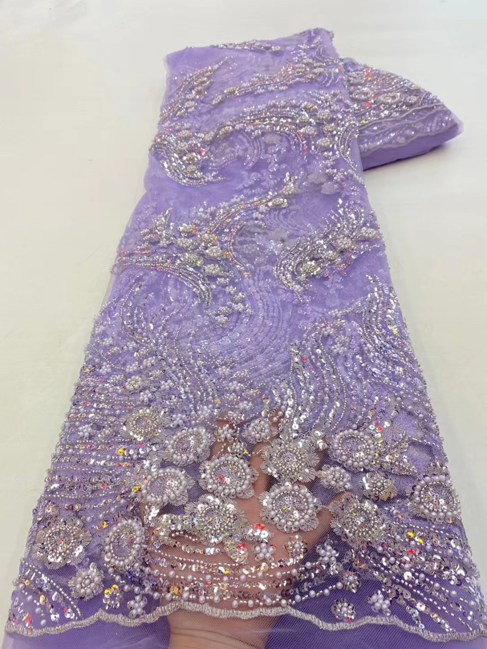 La industria pesada del tubo del grano de la boda vestido de noche de moda europea y americana de encaje de tela de encaje de boda JX2647 image 11
