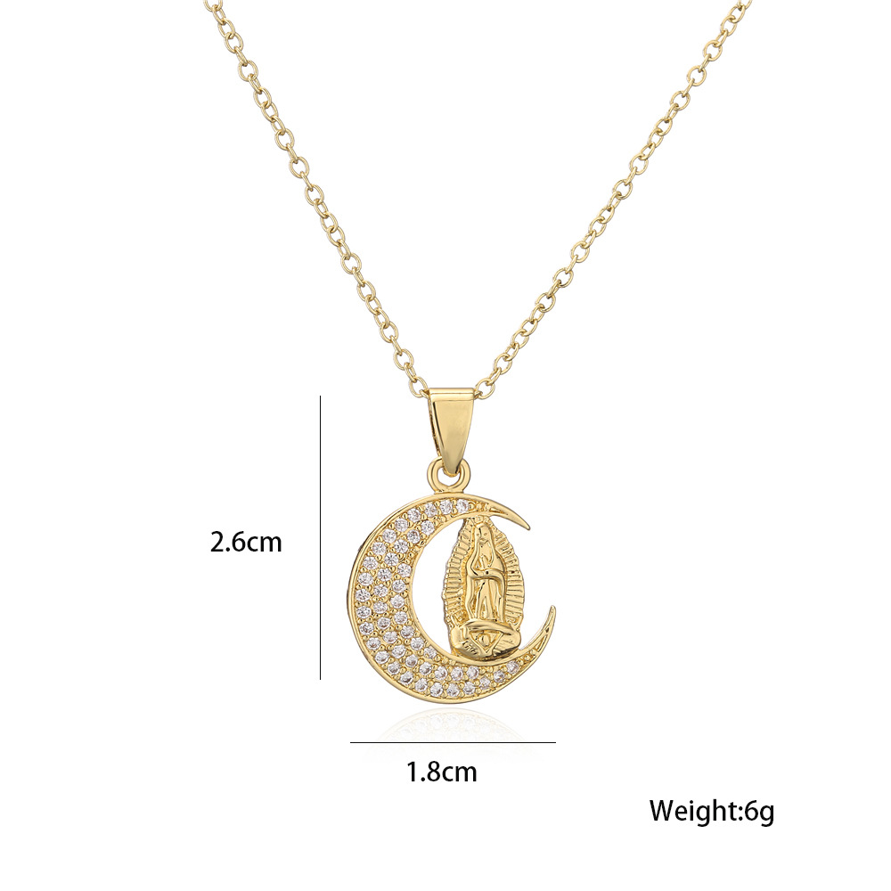 fashion real gold electroplating religious jewelry copper micro-inlaid zircon pendant necklace