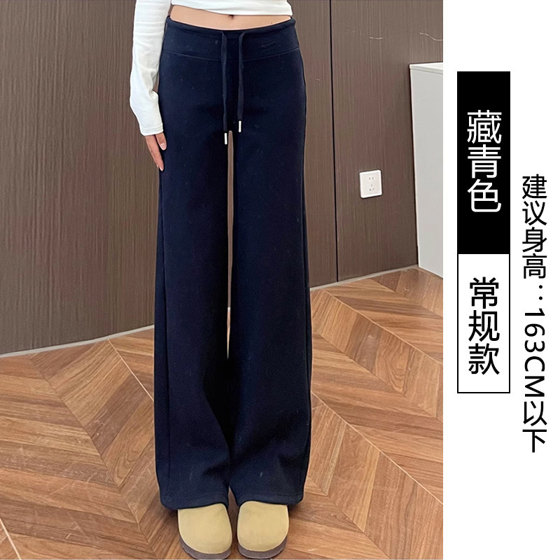 灰色运动阔腿裤女夏季2025新款高腰休闲宽松直筒春秋美式窄版卫裤|undefined