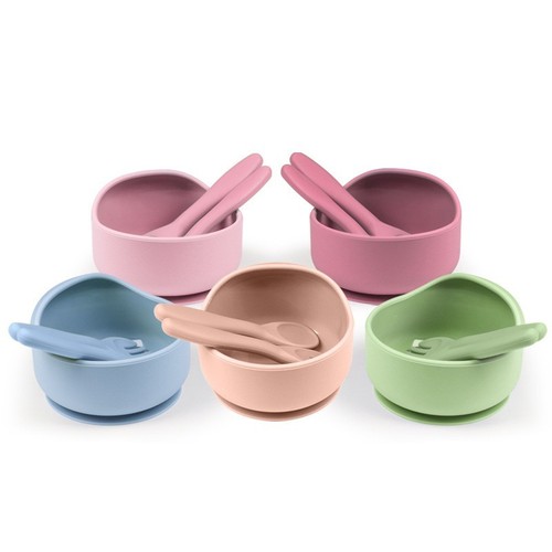 Baby Silicone Plate and Bowl Set with Integrated Anti-Slip suction Cup, Cross-Border Baby Feeding Utensils