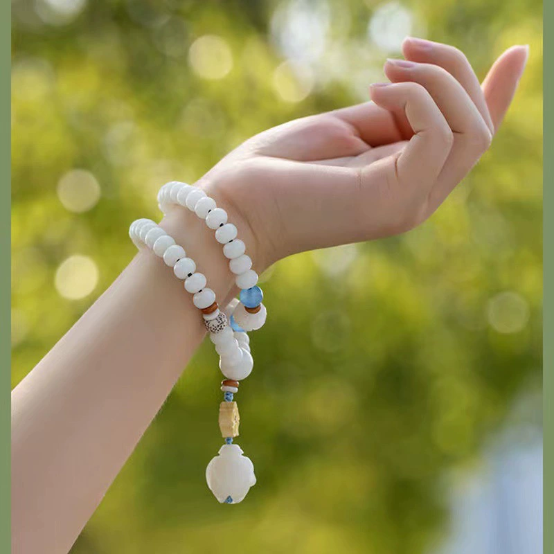 White Bodhi rosary, ethnic bracelet, accessory, wholesale, ethnic style