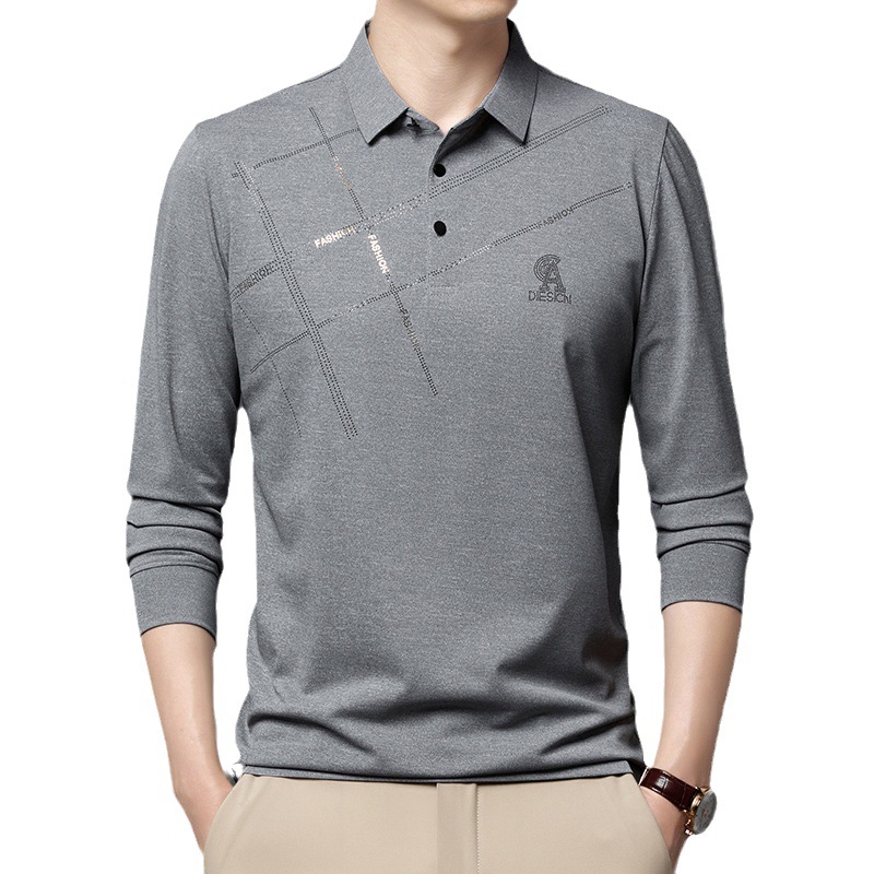 Primavera y otoño nueva camiseta de hombre de manga larga camisa de polo de alta calidad Camiseta de hombre superior de una pieza de entrega