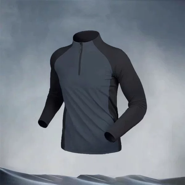 Los Angeles half-zip sports t-shirt for men, summer long-sleeve, quick-dry, lightweight, for training, fitness, outdoor running, ice silk