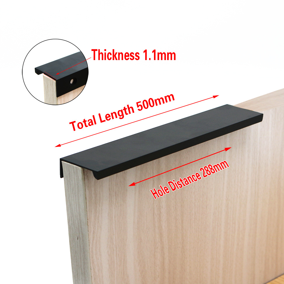 Puerta de armario invisible sin perforaciones mango oculto cajón minimalista moderno mango alargado negro oro plata