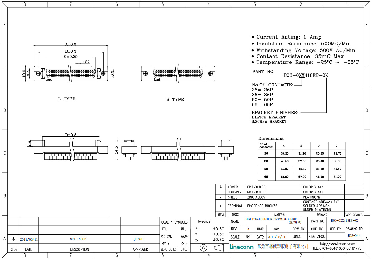 SCSI母座焊线式连接器,HPCN母头焊线式26P,36P,50P,68P,Lineconn-阿里巴巴