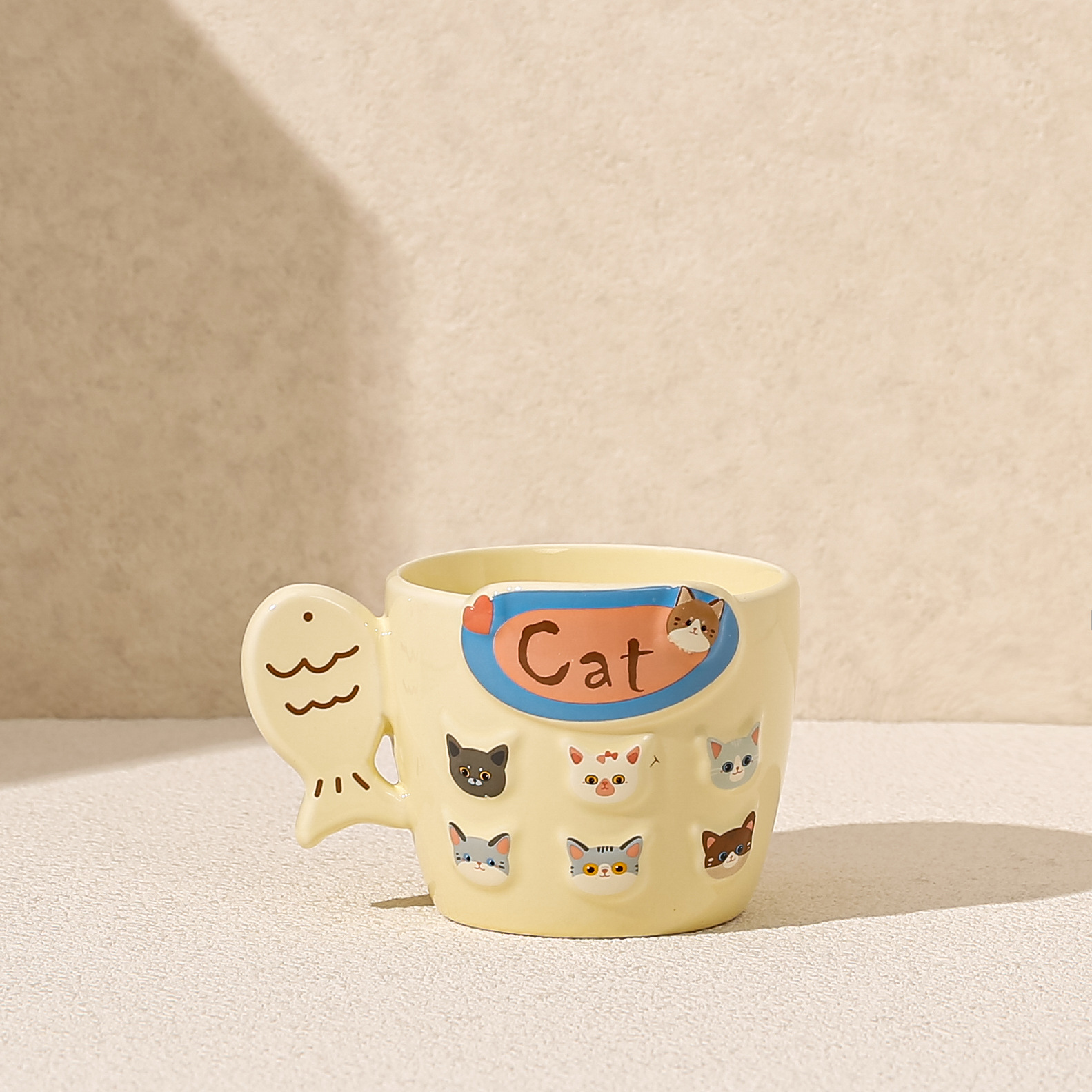 Taza de gatito de cerámica esmaltada taza de marca de color taza de desayuno taza de leche taza de agua taza de té de leche taza de diversión