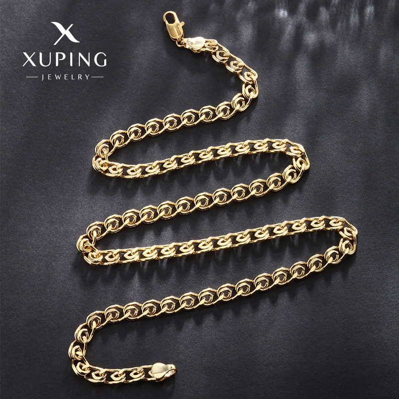Xuping nuevo color de aleación chapado 24k simple ligero collar de lujo estilo clásico collar universal para hombres y mujeres