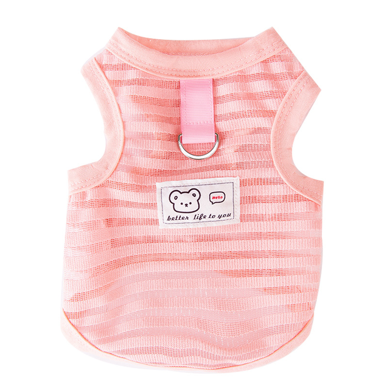 Chaleco de tracción de rayas huecas de verano perros pequeños gatos respirantes no sofocantes camisas de dos patas mascotas ropa de perro