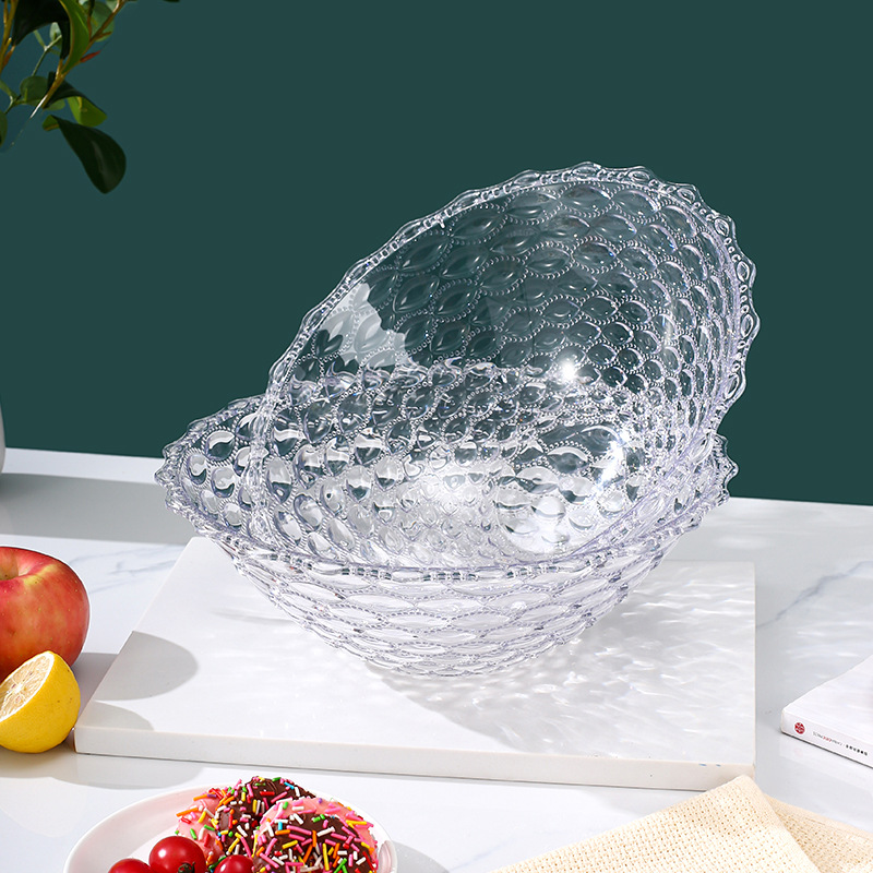 Simple kitchen plastic salad bowl cooking bowl scale pattern salad bowl hammer pattern large salad bowl factory wholesale