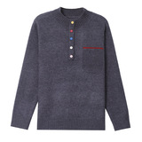 女加厚内搭洋气圆领毛衣女秋冬季保暖针织打底衫新款彩扣宽松2025，女装针织衫/毛衣，妃慕昵服饰