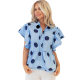 2025 Spring and Summer New Polar Dot Printed Pullover Shirt Women's Independent Station Fashion Ruffled Short Sleeve Top for Women