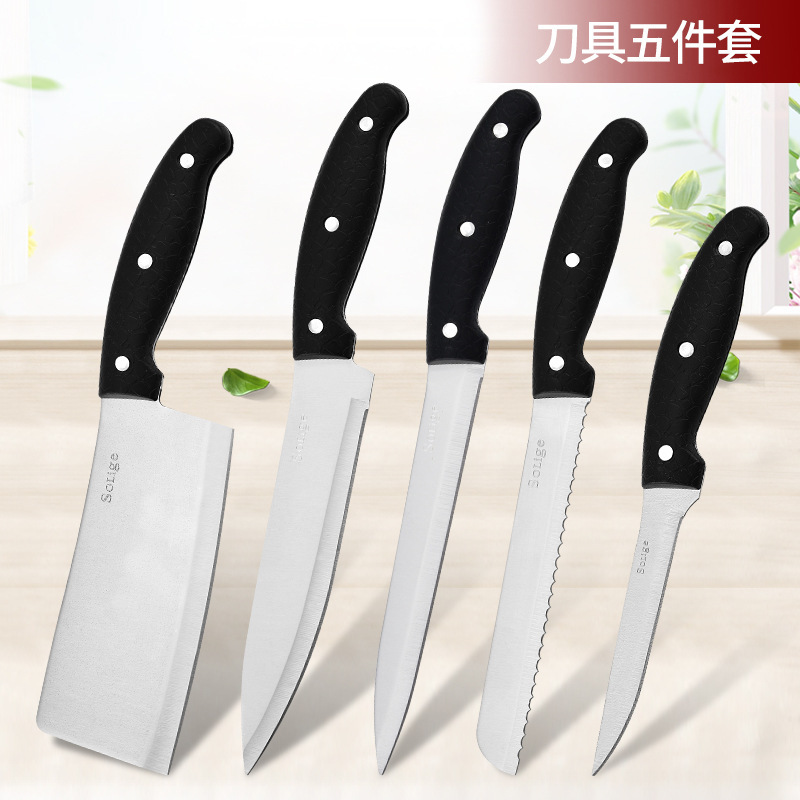 Cuchillo de acero inoxidable Kit de cuchillo de cocina 5 piezas Kit de cuchillo de corte de carne Cuchillo de cocinero caja de regalo