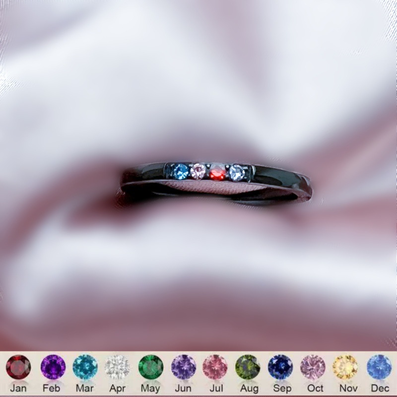 European and American Cross-Border Mother's Day Valentine's Day Zodiac Birthstone Inlaid Band Ring December Birthstone Personalized