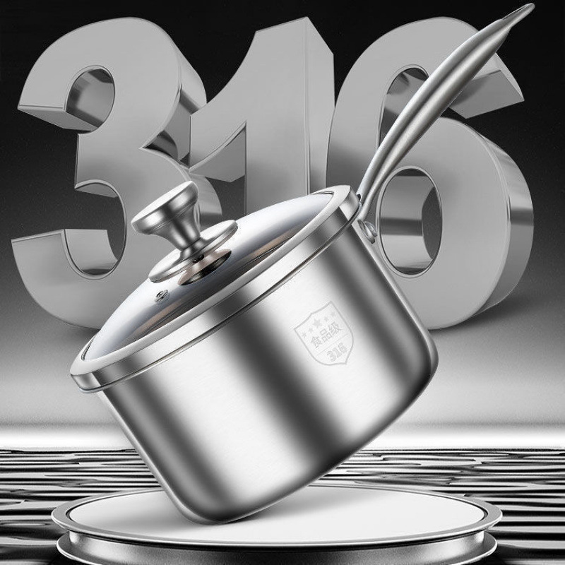 316 stainless steel milk pot, thick-bottomed baby food pot, stainless steel pot, soup pot, baby milk warmer, and multi-functional steaming and cooking pot 316 stainless steel milk pot, thick-bottomed baby food pot, stainless steel pot, soup pot, baby milk warmer, and multi-functional steaming and cooking pot