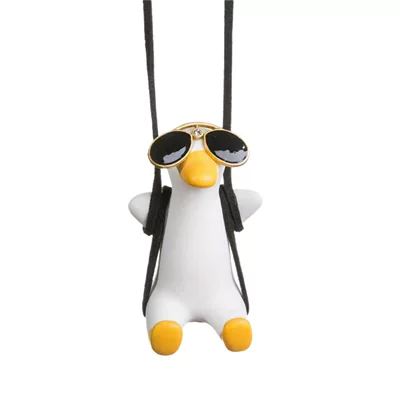 Duck Car Pendant Swing Car Rearview Car hanging - white-thin-sunglasses