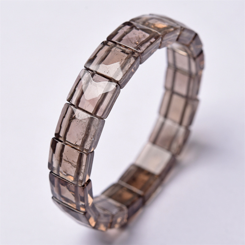 Fuhong jewelry natural tea crystal cut square hand bracelet jewelry crystal hand row factory direct wholesale