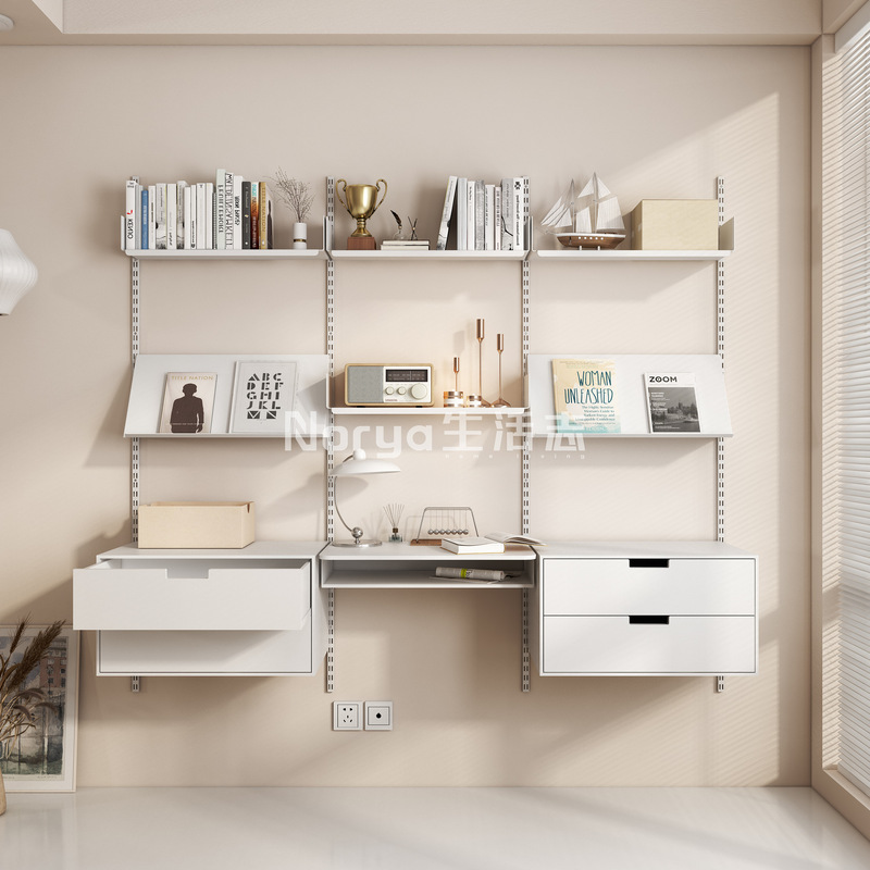 Nordic Simple Track Bookshelf Invisible Wall Bookshelf Wall-mounted Storage Rack Stainless Steel Suspension Bookcase Decorative Rack