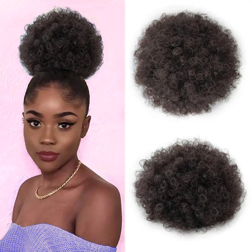 African wig package cross-border European and American afro explosive hair bun horsetail caterpillar bun Xuchang headgear