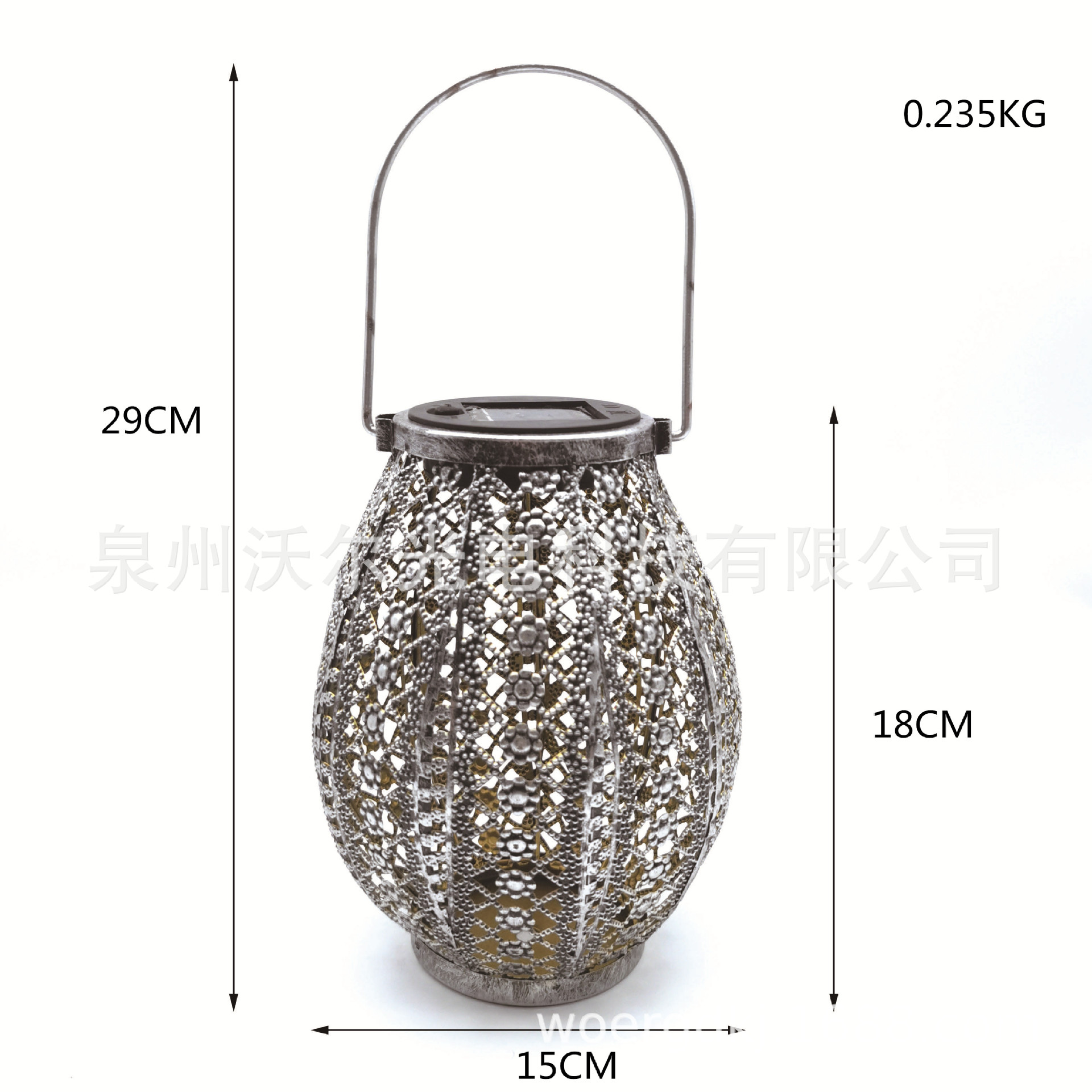 亚马逊热销花园太阳能镂空灯笼LED 银色复古灯 庭院装饰灯 草坪灯