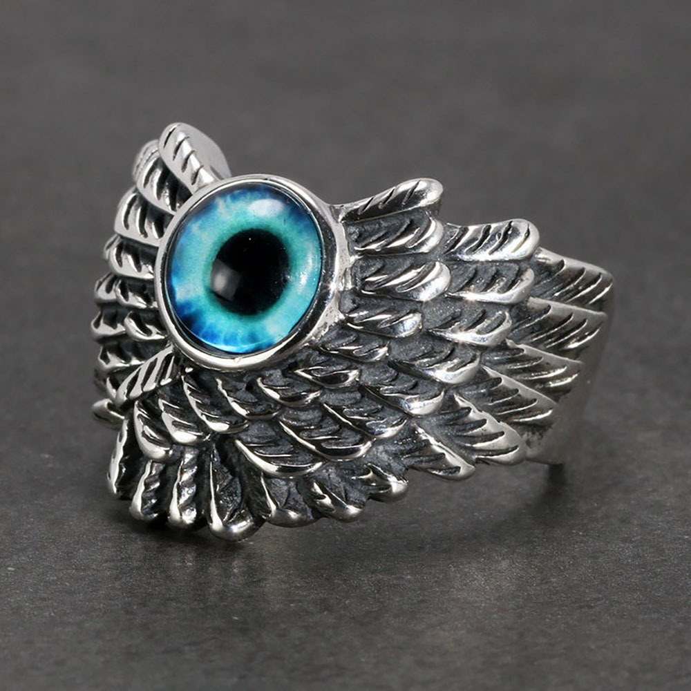 Verstellbarer Blauer Evil Eye Ring Aus Legierung Für Damen_voghion.com
