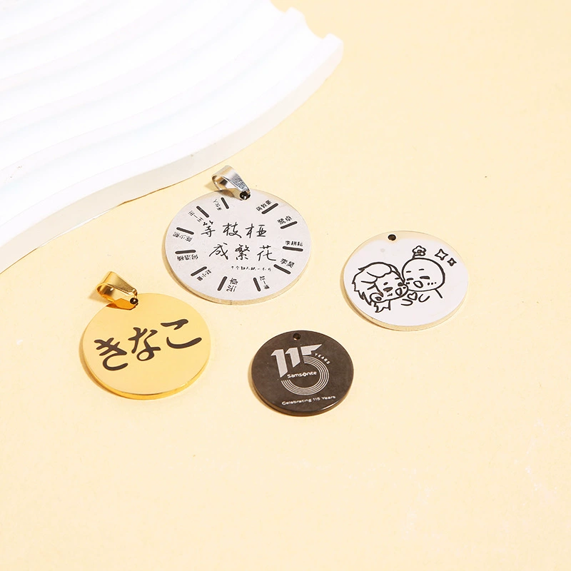 Нержавеющая сталь собака шильдик домашнее животное анти-потерянный идентификационный знак лазерная надпись кот указан круглый металлический бланк