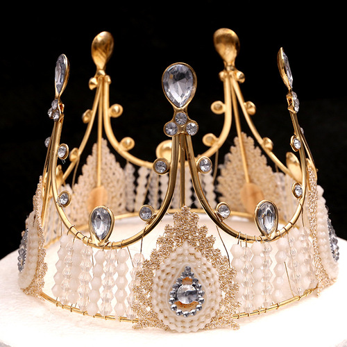 One piece drop shipping cake baking decoration bridal lace crown birthday accessories vintage queen big round tiara
