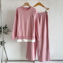 跨境欧洲站时尚休闲套装2025秋冬新款韩版宽松毛衣阔腿裤两件套女