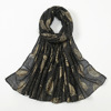 Spring and summer new pattern Voile Gilding Leaf scarf fashion Versatile Cotton and hemp Feel Baotou Scarf Shawl