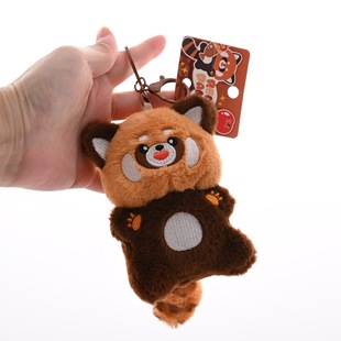 [high quality] Cute Panda Fruit Plush Key Chain Pendant Personality School Bag Hanging Doll Machine Doll