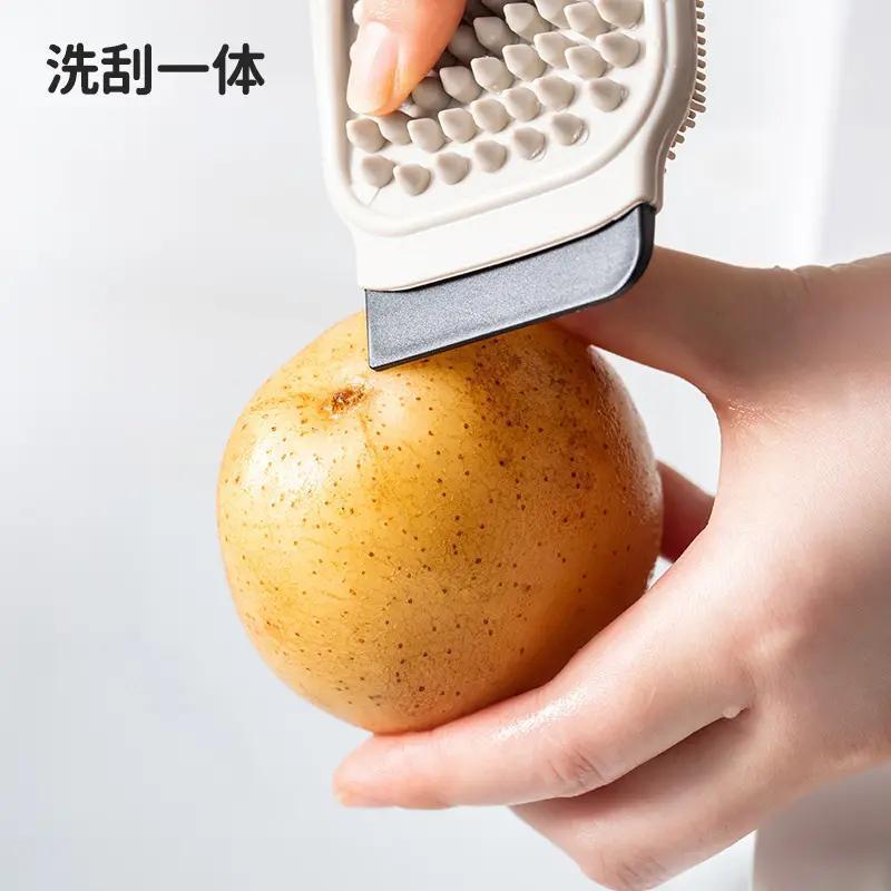 cepillo de limpieza de frutas y verduras de cocina cepillo de frutas de lavado flexible multifuncional cepillo de ranura de tabla de corte para almacenamiento doméstico