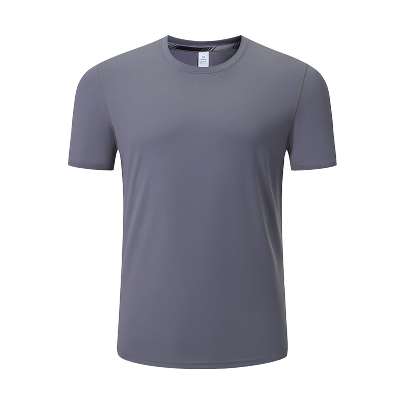 Nueva seda de hielo deportes manga corta de secado rápido elástico que absorbe la humedad cuello redondo fitness deportes de ocio al aire libre camiseta transfronteriza